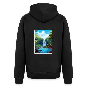 Rio Celeste Wasserfall Vintage Reiseposter WPA - Unisex Premium Bio Zip Hoodie - Schwarz - Hinten - Nico (187cm)