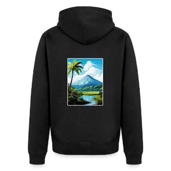 La Fortuna Costa Rica Vintage Reiseposter WPA - Unisex Premium Bio Zip Hoodie - Schwarz - Hinten - Nico (187cm)