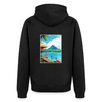 Bora Polynésie Française Vintage Voyage Poster WPA - Veste à capuche bio Premium Unisexe - noir - Dos - Nico (187cm)