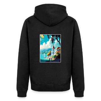 Montego Bay Caribbean Vintage Travel Poster WPA - Unisex Premium Organic Zip Hoodie - black - Back - Nico (187cm)