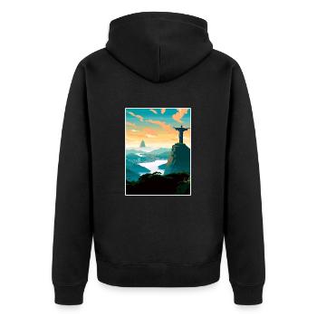 Rio De Janeiro Brésil Vintage voyage affiche WPA - Veste à capuche bio Premium Unisexe - noir - Dos - Nico (187cm)