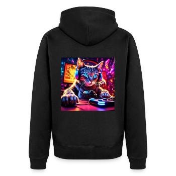 Cat Gaming Gaming - Unisex Premium Organic Zip Hoodie - black - Back - Nico (187cm)