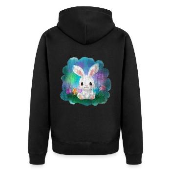 Osterhase Hase Ostereier Eier - Unisex Premium Bio Zip Hoodie - Schwarz - Hinten - Nico (187cm)