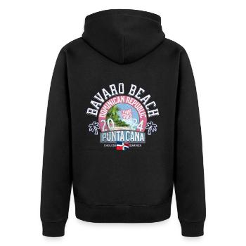 Bavaro beach Punta Cana travel the world - Unisex Premium Organic Zip Hoodie - black - Back - Nico (187cm)