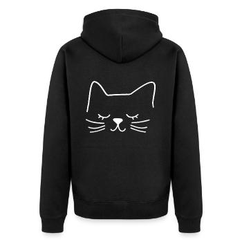 Cat Silhouette Outline Drawing Lineart Art - Unisex Premium Organic Zip Hoodie - black - Back - Nico (187cm)