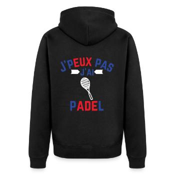 J peux pas j ai Padel bleu blanc rouge - Veste à capuche bio Premium Unisexe - noir - Dos - Nico (187cm)