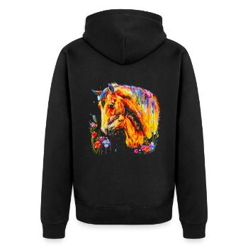 Cheval avec son poulain - Veste à capuche bio Premium Unisexe - noir - Dos - Nico (187cm)
