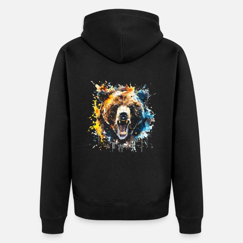Grizzly, ours, bear - Veste à capuche bio Premium Unisexe - noir