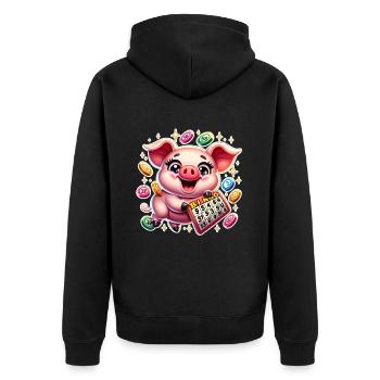 loto, cochon, bingo - Veste à capuche bio Premium Unisexe - noir - Dos - Nico (187cm)