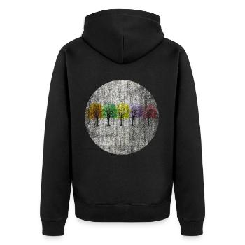 Colorful trees retro colorful - Unisex Premium Organic Zip Hoodie - black - Back - Nico (187cm)