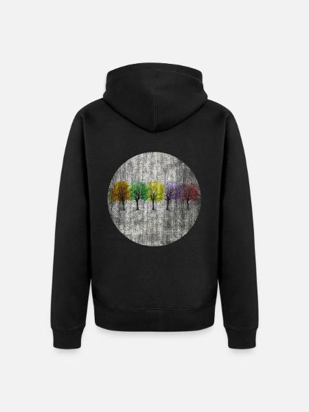 Kleurrijke bomen retro kleurrijk - Uniseks Premium bio ziphoodie - zwart