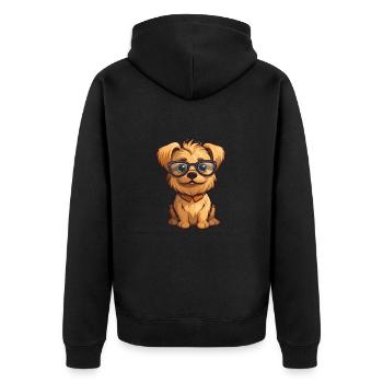 Norfolk Terrier Hunderasse Aquarell Cartoon Kawai - Unisex Premium Bio Zip Hoodie - Schwarz - Hinten - Nico (187cm)
