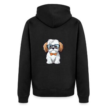 Shih Tzu maltais race de chien aquarelle dessin animé Kawa - Veste à capuche bio Premium Unisexe - noir - Dos - Nico (187cm)