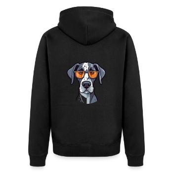 Great Dane Dog Breed Watercolor Cartoon Kawaii Gla - Unisex Premium Organic Zip Hoodie - black - Back - Nico (187cm)