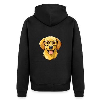 Golden Retriever Hunderasse Aquarell Karikatur Kawa - Unisex Premium Bio Zip Hoodie - Schwarz - Hinten - Nico (187cm)