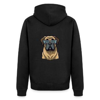 Englische Dogge Hunderasse Aquarell Cartoon Kawai - Unisex Premium Bio Zip Hoodie - Schwarz - Hinten - Nico (187cm)