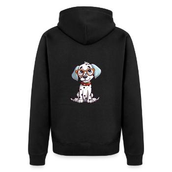 Dalmatinische Hunderasse Aquarell Karikatur Kawaii Glas - Unisex Premium Bio Zip Hoodie - Schwarz - Hinten - Nico (187cm)