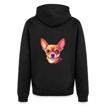 Chihuahua Dog Breed Watercolor Cartoon Kawaii Colo - Unisex Premium Organic Zip Hoodie - black - Back - Nico (187cm)