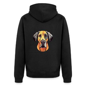 Große Dogge Hund Rasse Aquarell Karikatur Kawaii Col - Unisex Premium Bio Zip Hoodie - Schwarz - Hinten - Nico (187cm)