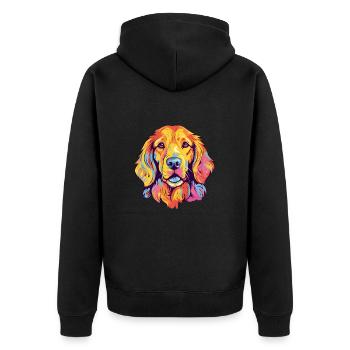 Golden Retriever Hunderasse Aquarell Karikatur Kawa - Unisex Premium Bio Zip Hoodie - Schwarz - Hinten - Nico (187cm)
