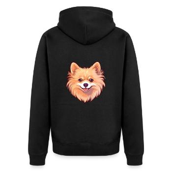 Pommersche Hunderasse Aquarell Karikatur Kawaii Col - Unisex Premium Bio Zip Hoodie - Schwarz - Hinten - Nico (187cm)