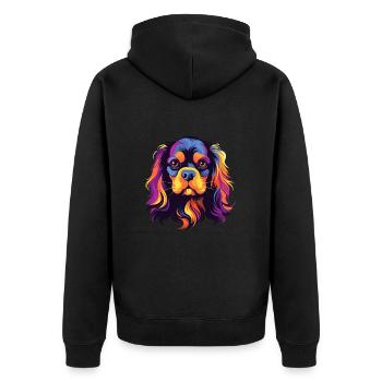 Cavalier King Charles Spaniel chien race aquarelle - Veste à capuche bio Premium Unisexe - noir - Dos - Nico (187cm)