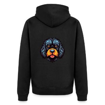 Portugiesischer Wasserhund Rasse Aquarell Cartoon Kawa - Unisex Premium Bio Zip Hoodie - Schwarz - Hinten - Nico (187cm)