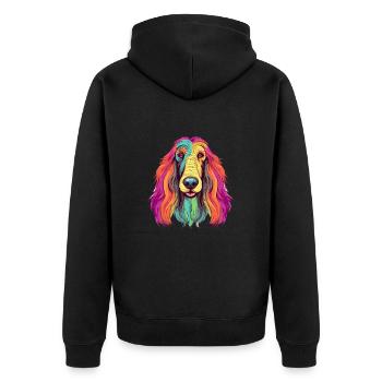 Chien de chasse afghan race aquarelle dessin animé Kawaii C - Veste à capuche bio Premium Unisexe - noir - Dos - Nico (187cm)