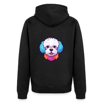 Bichon Frise chien race aquarelle dessin animé Kawaii C - Veste à capuche bio Premium Unisexe - noir - Dos - Nico (187cm)