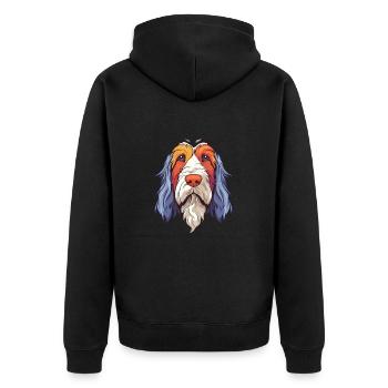 Petit Basset Griffon Vendéen race de chien aquarelle - Veste à capuche bio Premium Unisexe - noir - Dos - Nico (187cm)