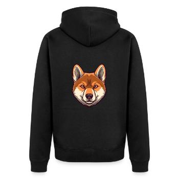 Shiba Inu Dog Breed Watercolor Cartoon Kawaii Colo - Unisex Premium Organic Zip Hoodie - black - Back - Nico (187cm)