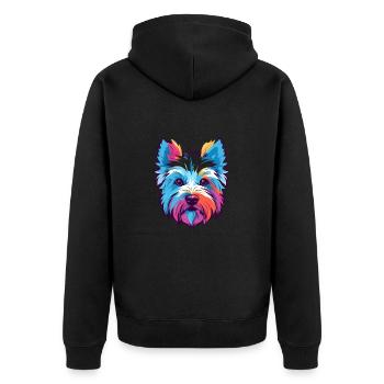 West Highland White Terrier Hunderasse Aquarell C - Unisex Premium Bio Zip Hoodie - Schwarz - Hinten - Nico (187cm)