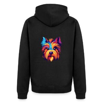 Silky Terrier Hunderasse Aquarell Karikatur Kawaii - Unisex Premium Bio Zip Hoodie - Schwarz - Hinten - Nico (187cm)