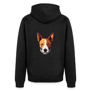 Basenji Dog Breed Watercolor Cartoon Kawaii Colorf - Unisex Premium Organic Zip Hoodie - black - Back - Nico (187cm)