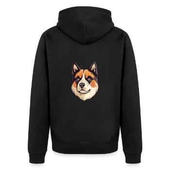 Akita Hunderasse Aquarell Karikatur Kawaii Bunt - Unisex Premium Bio Zip Hoodie - Schwarz - Hinten - Nico (187cm)