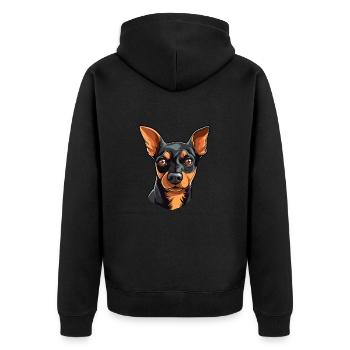 Miniature Pinscher Dog Breed Watercolor Cartoon Ka - Unisex Premium Organic Zip Hoodie - black - Back - Nico (187cm)