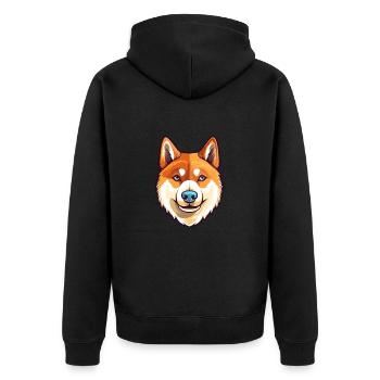 Shiba Inu Dog Breed Watercolor Cartoon Kawaii Colo - Unisex Premium Organic Zip Hoodie - black - Back - Nico (187cm)