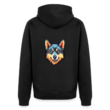 Alaska Klee Kai chien race aquarelle dessin animé Kawa - Veste à capuche bio Premium Unisexe - noir - Dos - Nico (187cm)