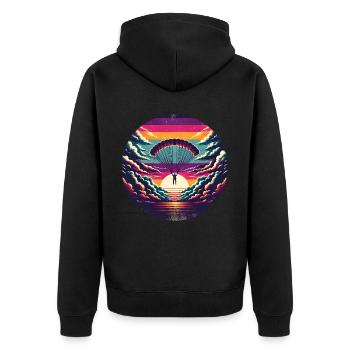 Fallschirmspringer Fallschirmspringen - Unisex Premium Bio Zip Hoodie - Schwarz - Hinten - Nico (187cm)