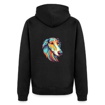 Silken Windhound Chien Race Aquarelle Dessin Animé Kawa - Veste à capuche bio Premium Unisexe - noir - Dos - Nico (187cm)