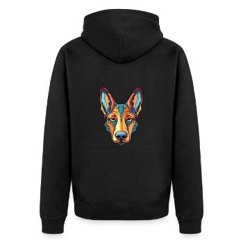 Lagotti Romagnoli Hunderasse Aquarell Karikatur Kaw - Unisex Premium Bio Zip Hoodie - Schwarz - Hinten - Nico (187cm)