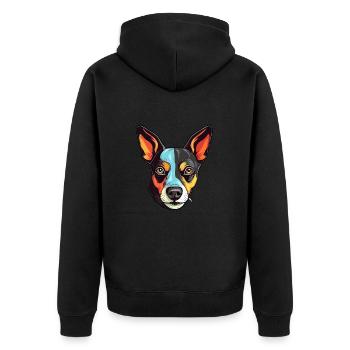 Rattenterrier Hunderasse Aquarell Karikatur Kawaii Co - Unisex Premium Bio Zip Hoodie - Schwarz - Hinten - Nico (187cm)