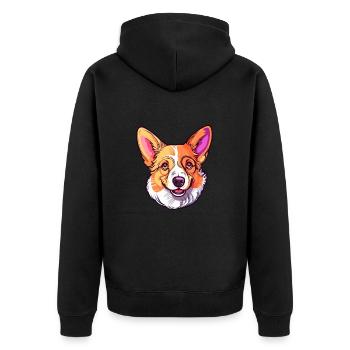 Corgi Chien Race Aquarelle Dessin Animé Kawaii Coloré - Veste à capuche bio Premium Unisexe - noir - Dos - Nico (187cm)