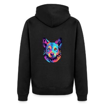 Mudi Hunderasse Aquarell Cartoon Kawaii Bunt - Unisex Premium Bio Zip Hoodie - Schwarz - Hinten - Nico (187cm)