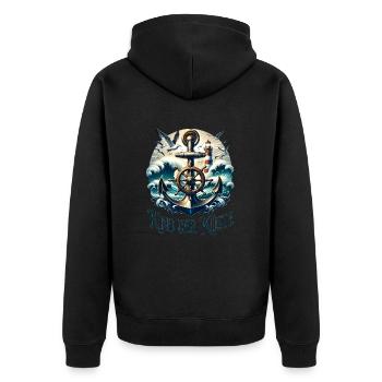Kind der Küste, Brandung, Urlaub, Wellen, Meer - Unisex Premium Bio Zip Hoodie - Schwarz - Hinten - Nico (187cm)