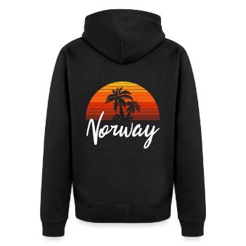 norway - Unisex Premium Bio Zip Hoodie - Schwarz - Hinten - Nico (187cm)