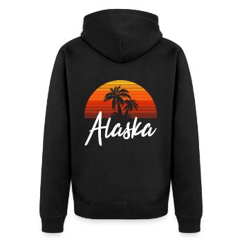 alaska - Unisex Premium Bio Zip Hoodie - Schwarz - Hinten - Nico (187cm)