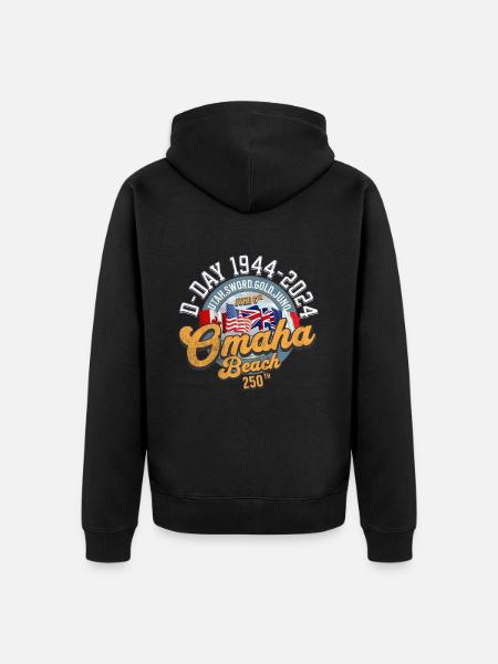 Omaha Beach 250th anniversary - Unisex Premium Organic Zip Hoodie - black