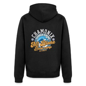 Mt Blanc Base Camp - Unisex Premium Organic Zip Hoodie - black - Back - Nico (187cm)