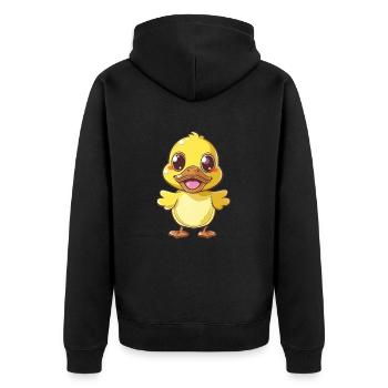 Süßes Gelbes Entlein Bringt Freude - Unisex Premium Bio Zip Hoodie - Schwarz - Hinten - Nico (187cm)